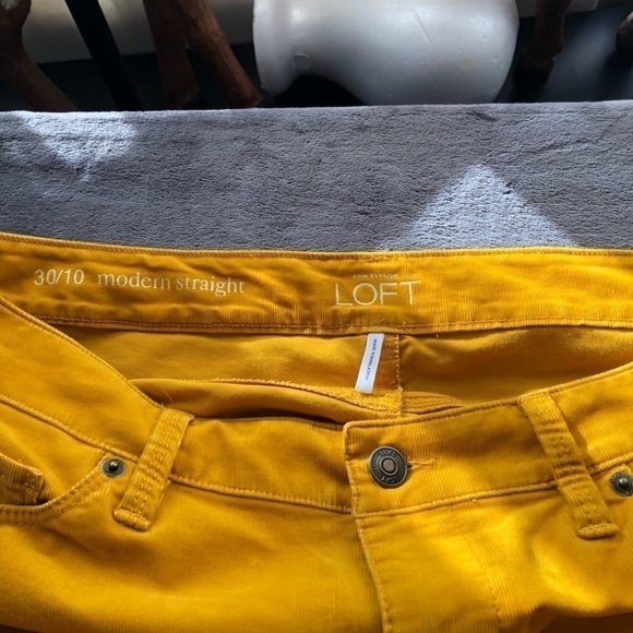 ANN Taylor Loft Mustard Yellow Corduroy Long Pants Modern Straight 30/10  #p1014 - Picture 5 of 8